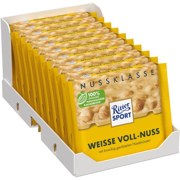 Ritter Sport Weiße Vollnuss 10x100g. Ritter Sport Weiße Vollnuss 10x100g.